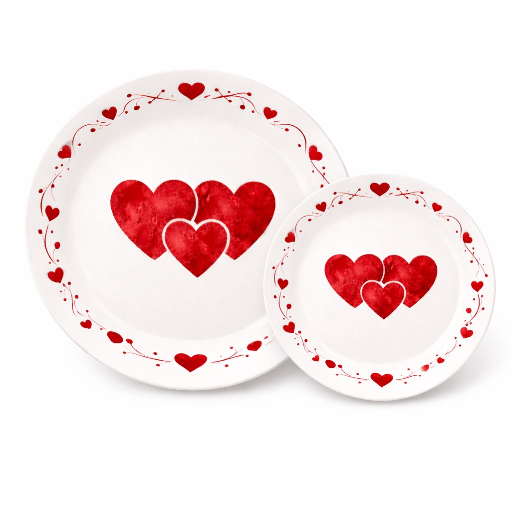 Valentine Melamine Dinnerware Set 8” 10” – BPA Free Break-Re