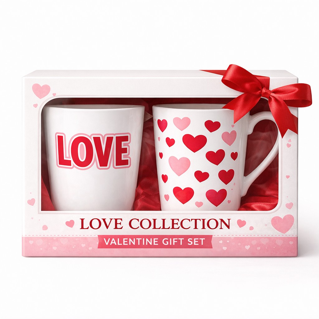 Valentine Love Mug Gift Set – Private Label Coffee Cup Duo w