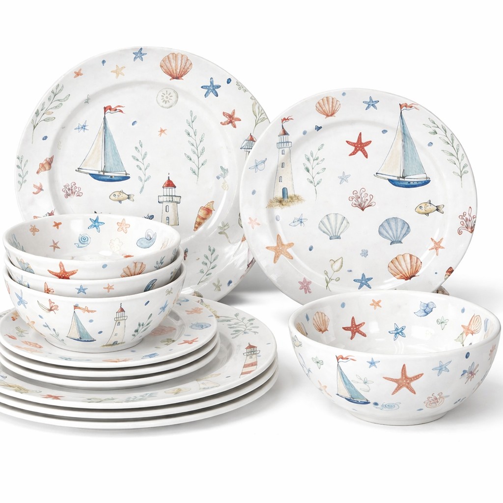 Wholesale Ocean Theme Melamine Plates & Bowls Set Melamine D