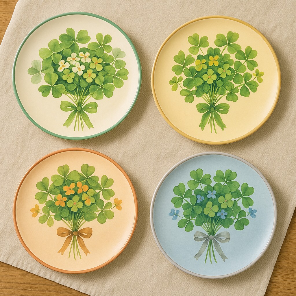 Clover Melamine Plate Set (4pcs) | Nature-Inspired Dinnerwar