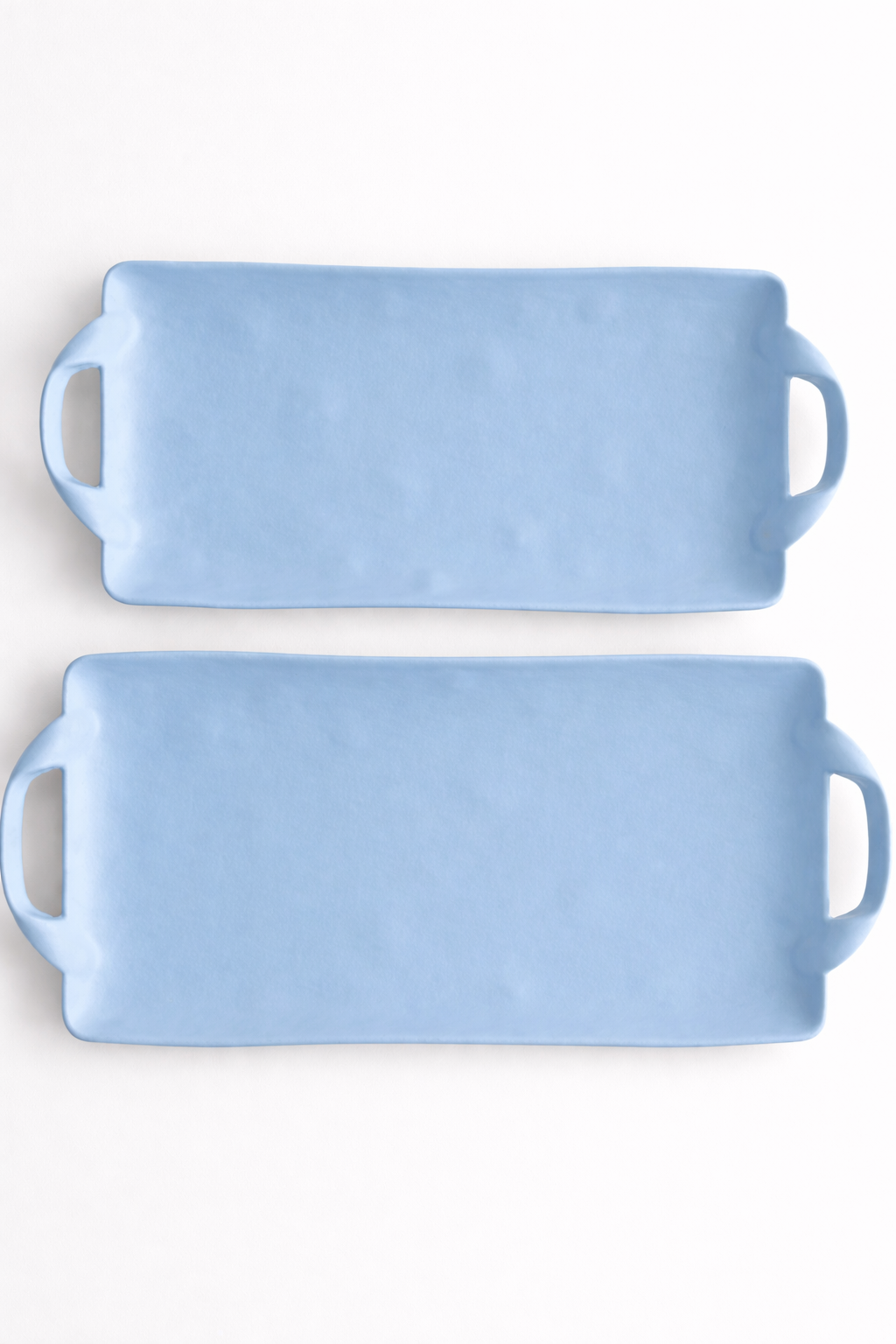 16” & 18” Blue Melamine Serving Tray Set with Handles | Rect