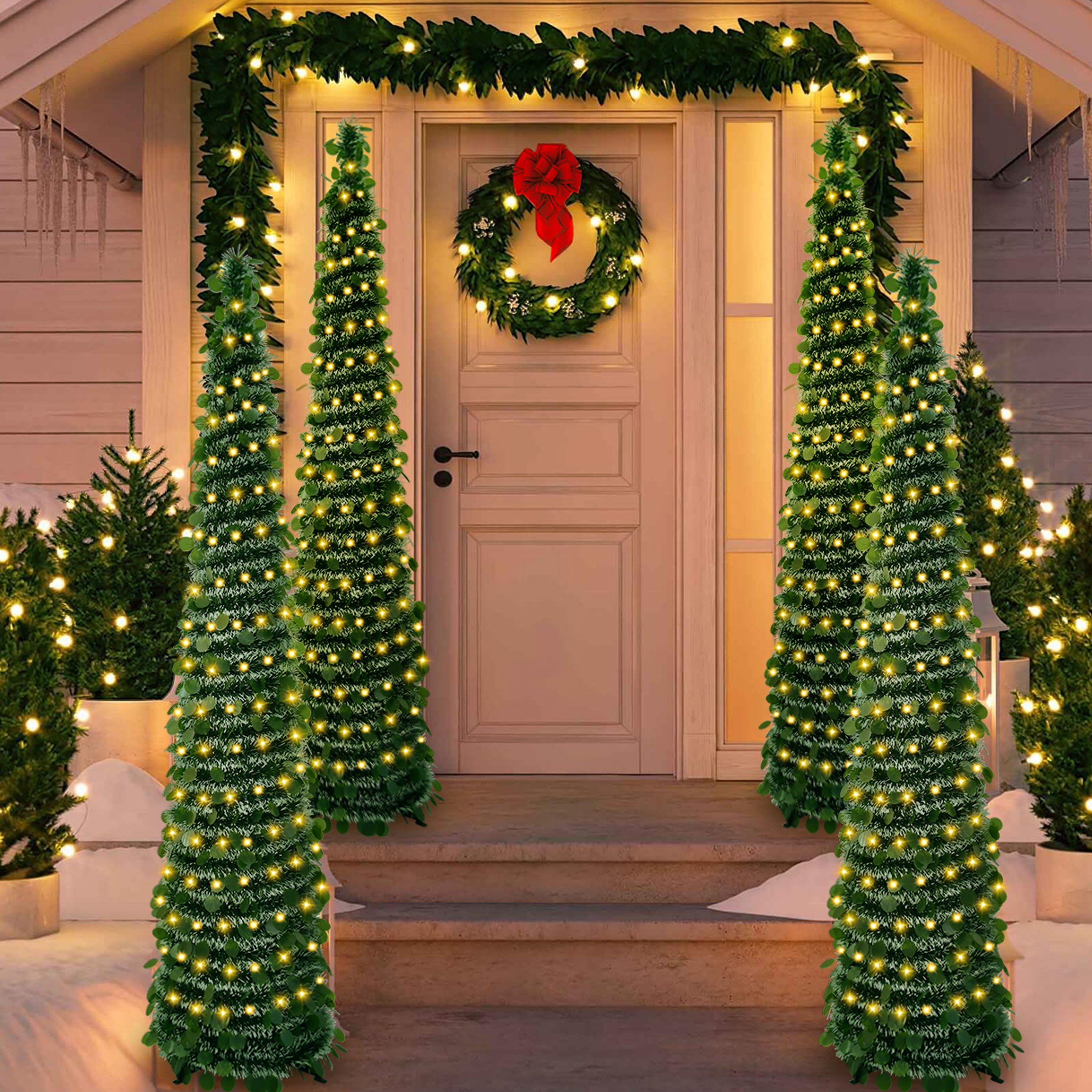 Classic Green Tinsel Cone Tree – Sequin & Snowy Christmas Decor