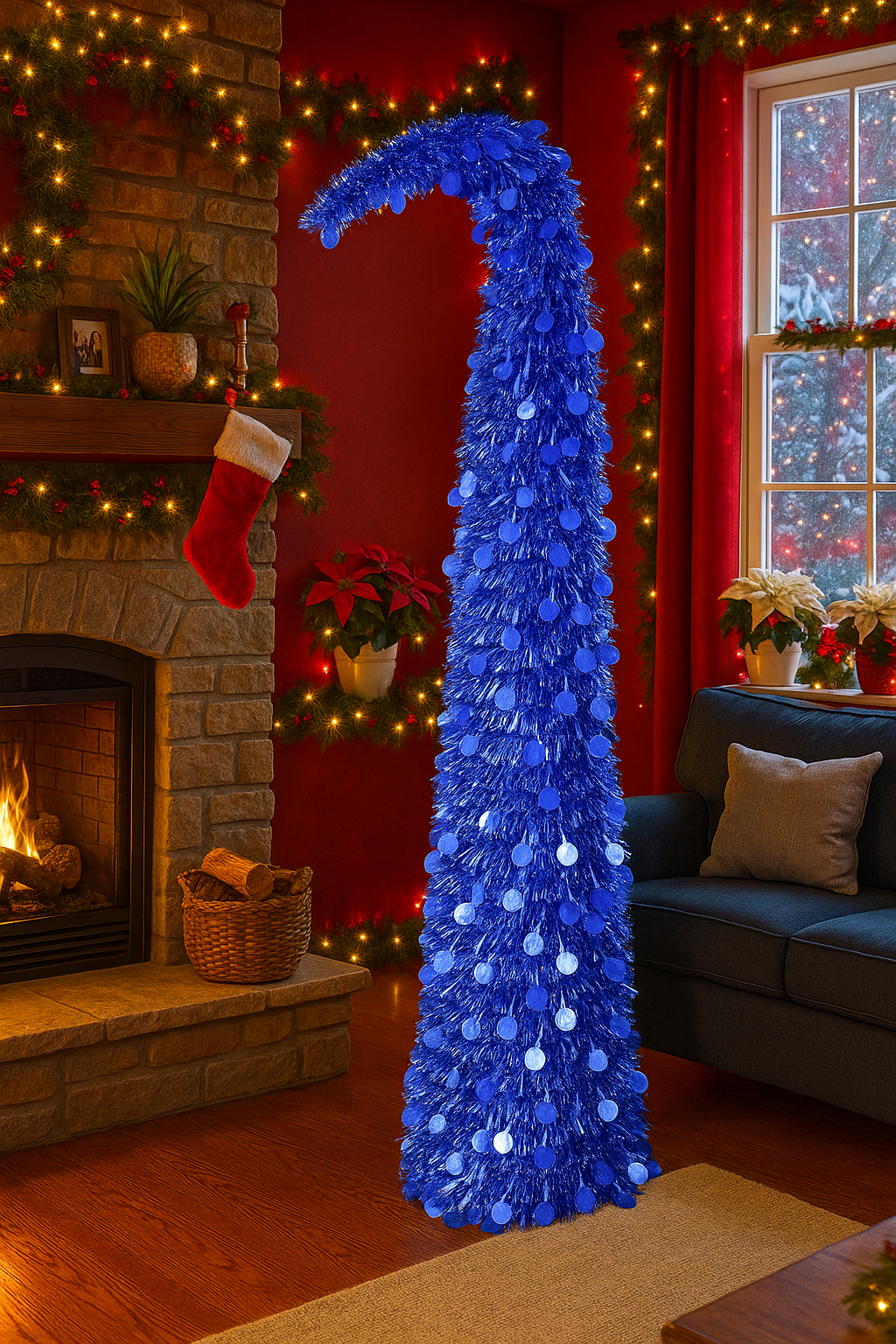 Bule Round Disc Crooked Neck Christmas Tree