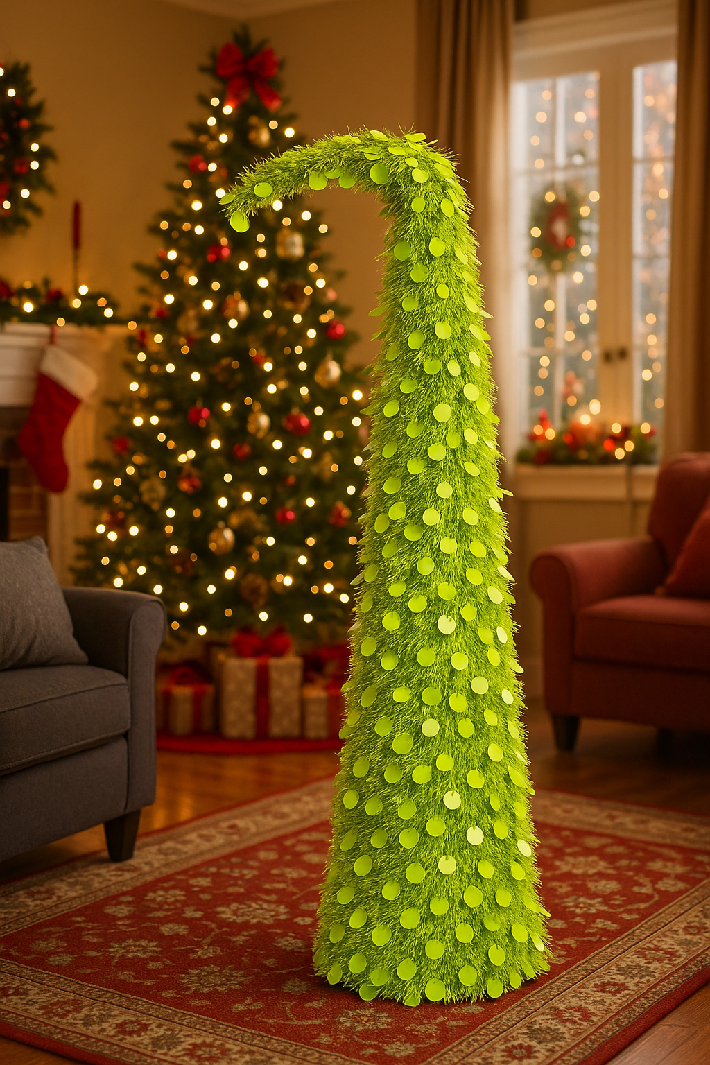 Apple Green Round Disc Crooked Neck Christmas Tree