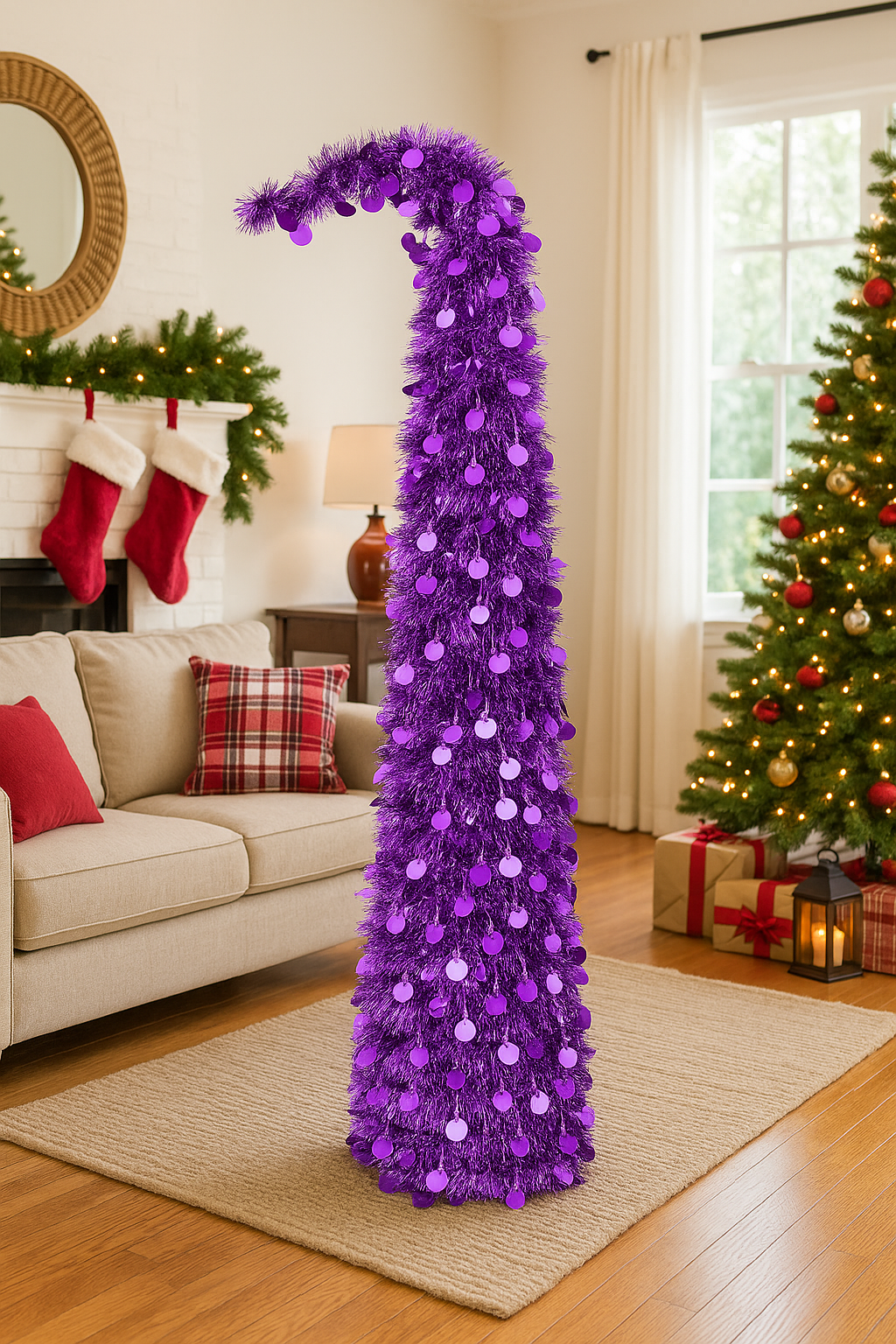Purple Round Disc Crooked Neck Christmas Tree