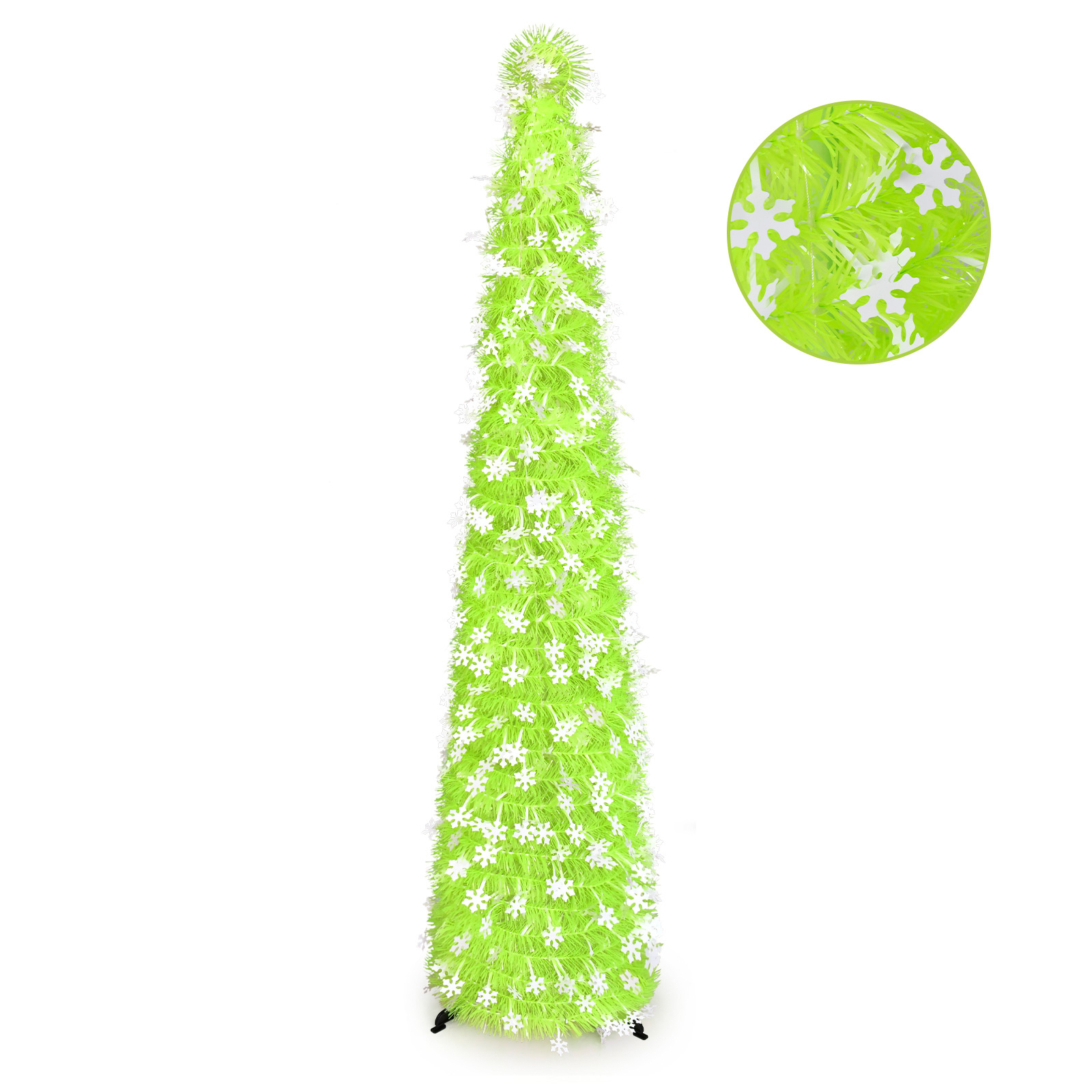 Neon Green Snowflake Cone Christmas Tree – Winter Holiday Decor