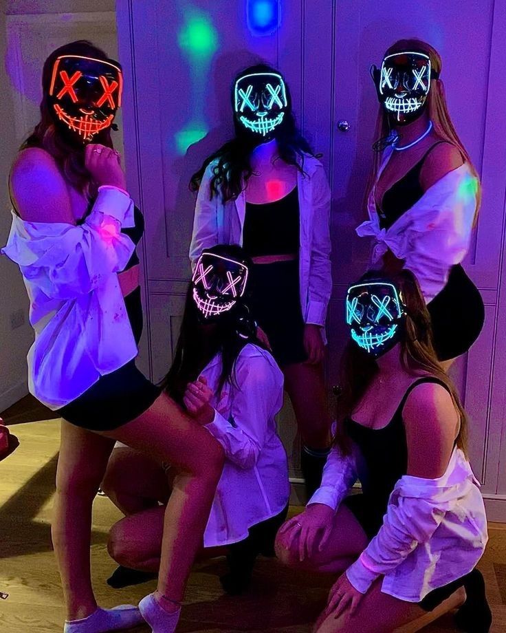 Sexy LED Glowing Purge Night Costume Set for Women – Halloween Horror Cosplay Outfit