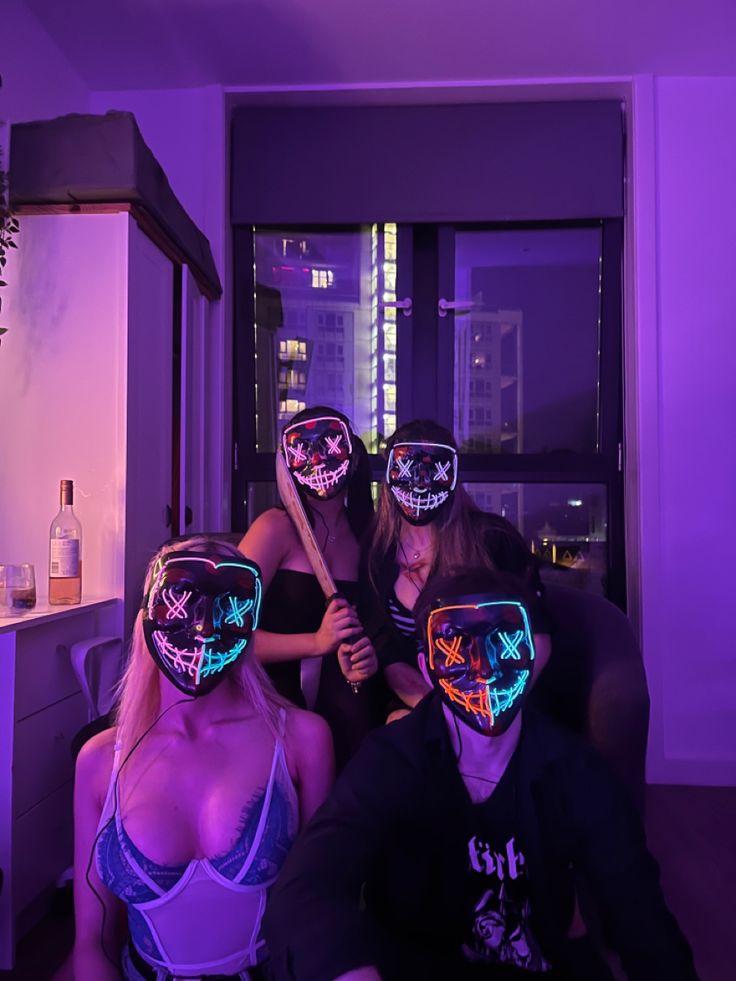 Multicolor LED Purge Mask – Light-Up EL Wire Hallo