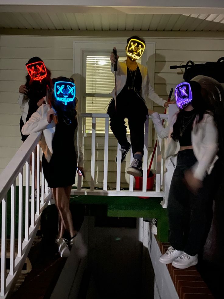 Multicolor LED Purge Mask Set | Glowing Cosplay Face Gear for Group Themes
