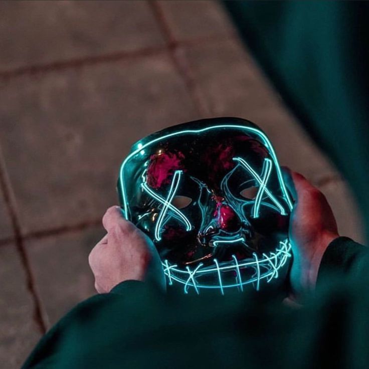 Cyber LED Purge Mask - Pink & Cyan Neon Light Up H