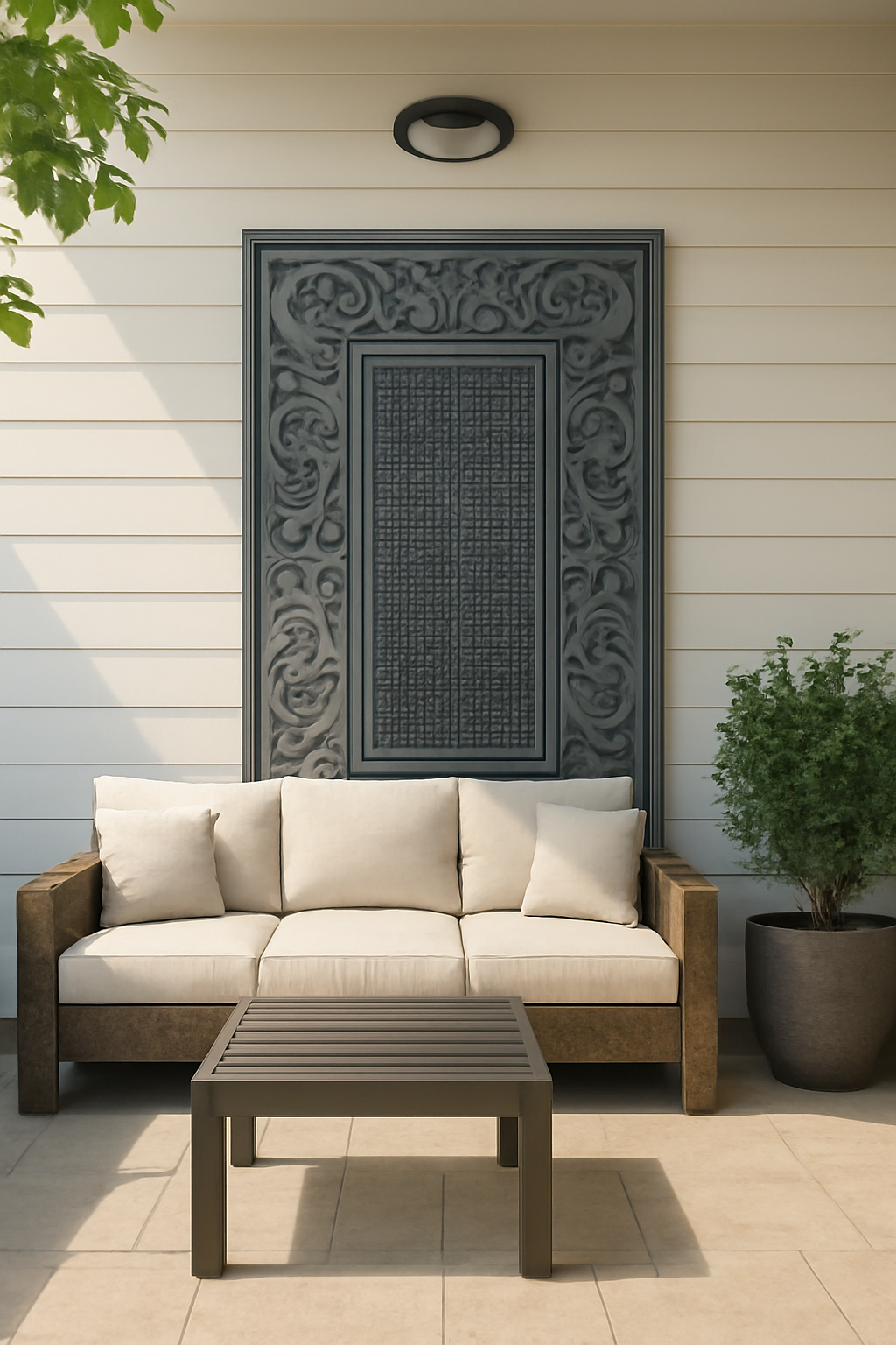 Outdoor Lounge Swing with Decorative Privacy Panel – Modern Patio Comfort Set