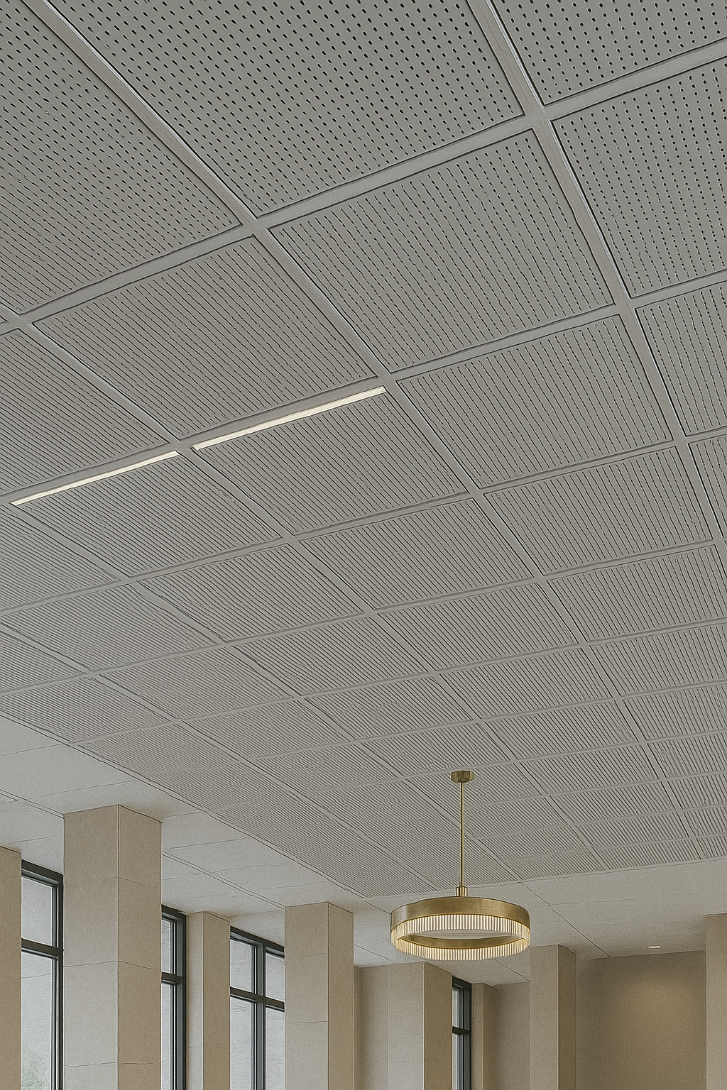 White Perforated Acoustic Metal Ceiling Panel for Hotel Lobby