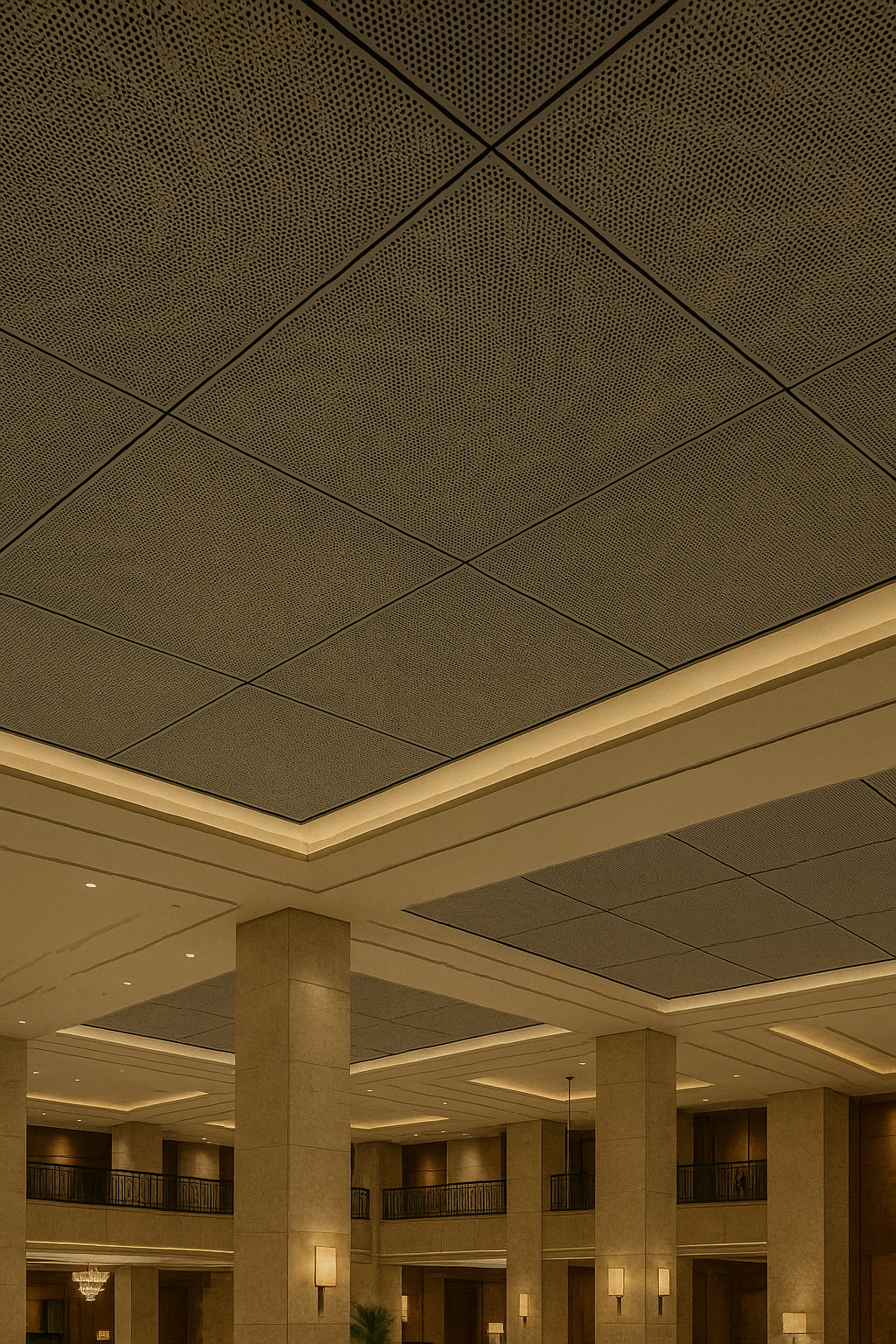 Gold Perforated Acoustic Metal Ceiling Panel for Hotel Reception Area