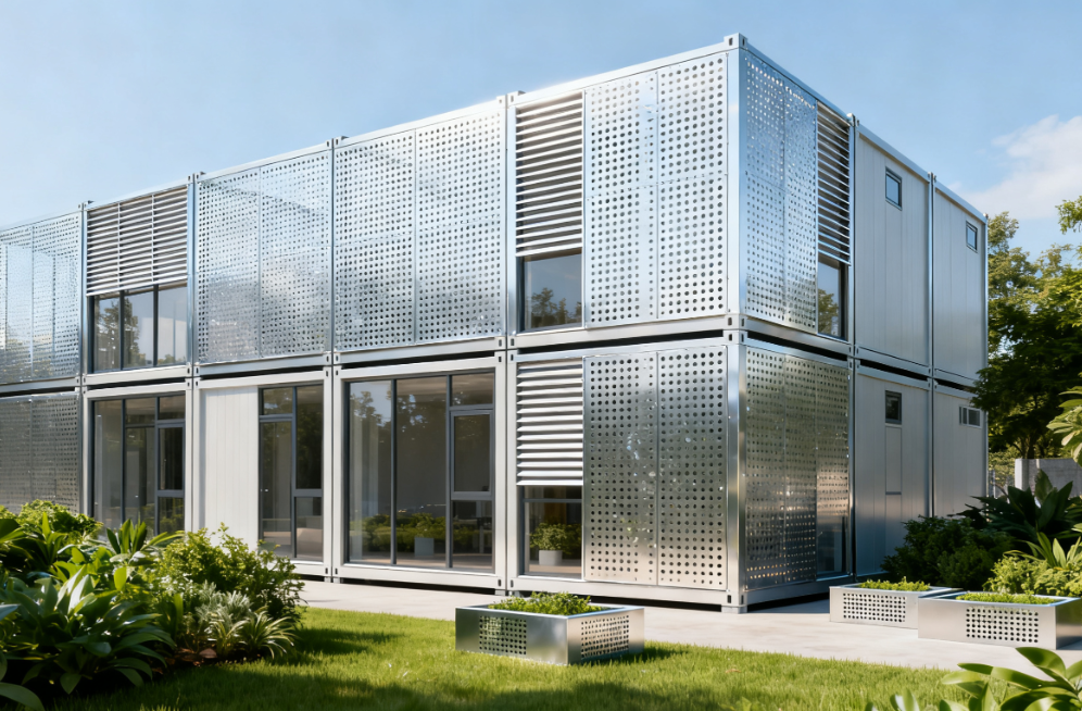 Custom Sunshade and Ventilation Perforated Metal Cladding for Building Facades