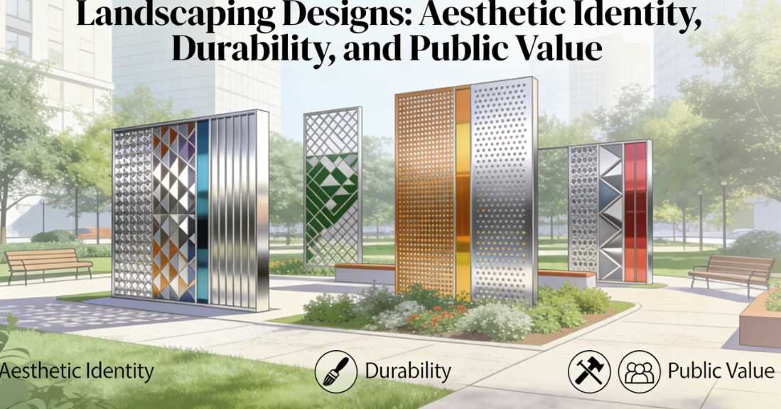 Decorative Perforated Panels as Functional Art in Urban Landscape Architecture