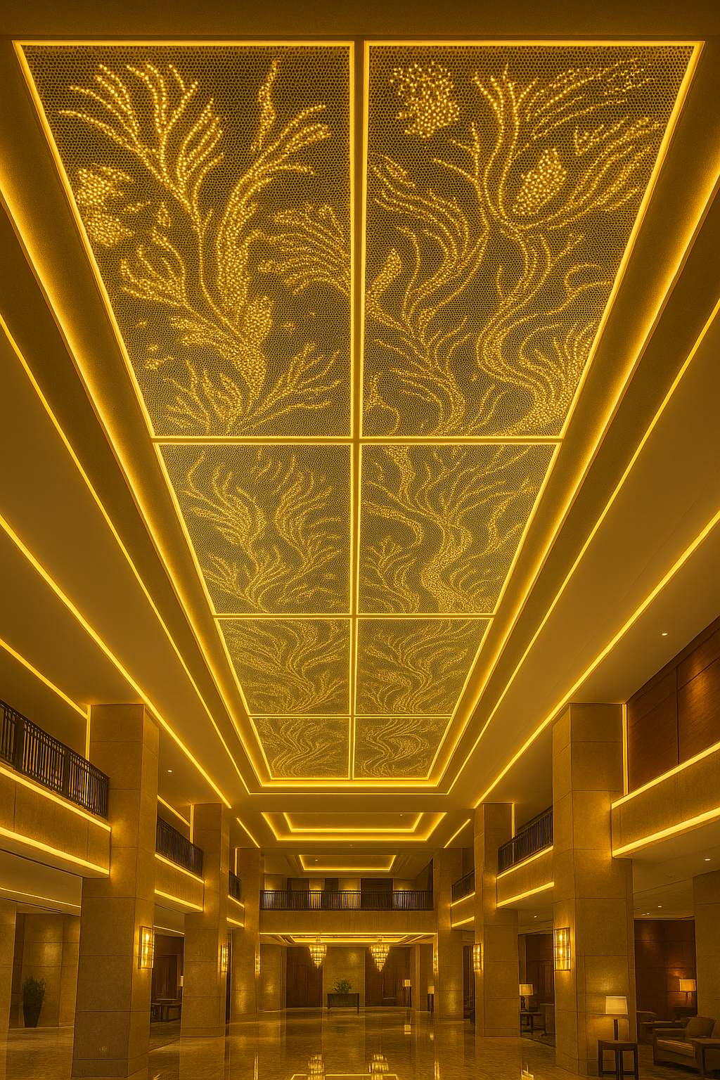 Gold Perforated Acoustic Metal Ceiling Panel for Hotel Reception Area