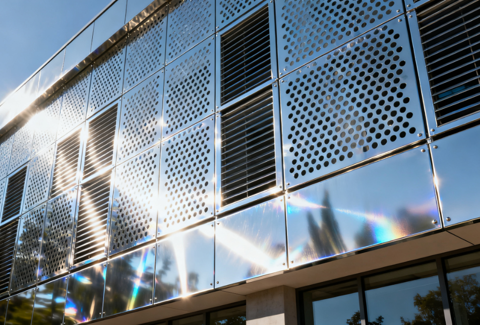 Durable Sunshade and Ventilation Perforated Metal Cladding for Residential Exteriors
