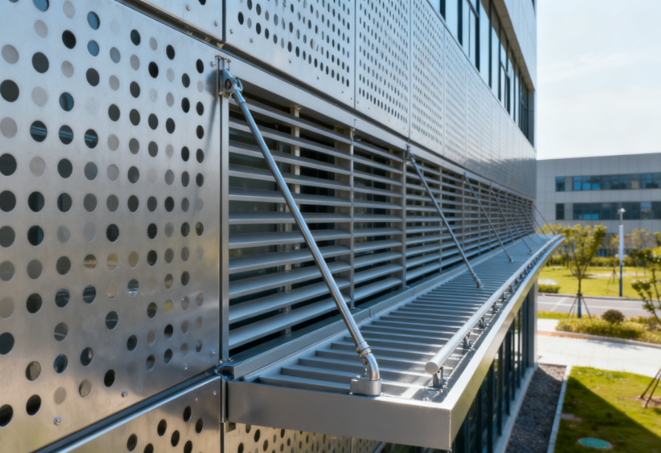 Eco-Construction with Recycled Sunshade & Ventilation Perforated Metal Cladding