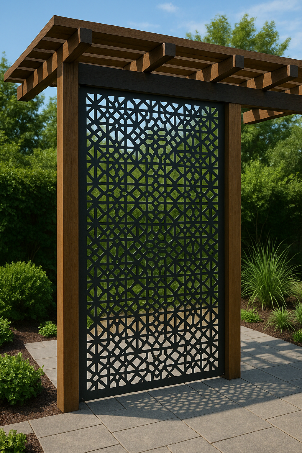 Outdoor Laser-Cut Privacy Screen Panel for Pergola – Weather-Resistant Decorative Metal Divider