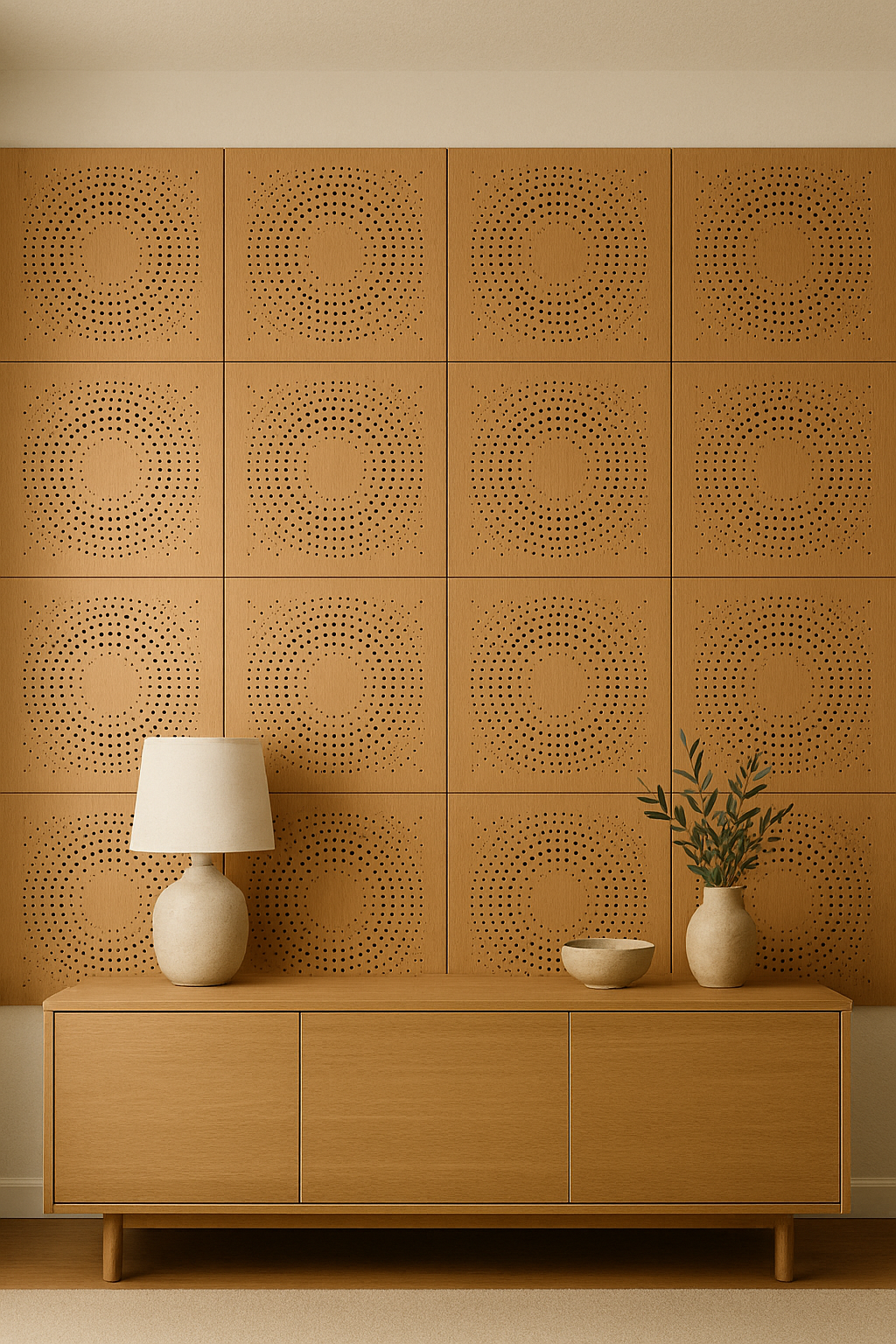 Perforated Wooden Acoustic Panel for Living Room – Decorative Sound Absorber Wall Board