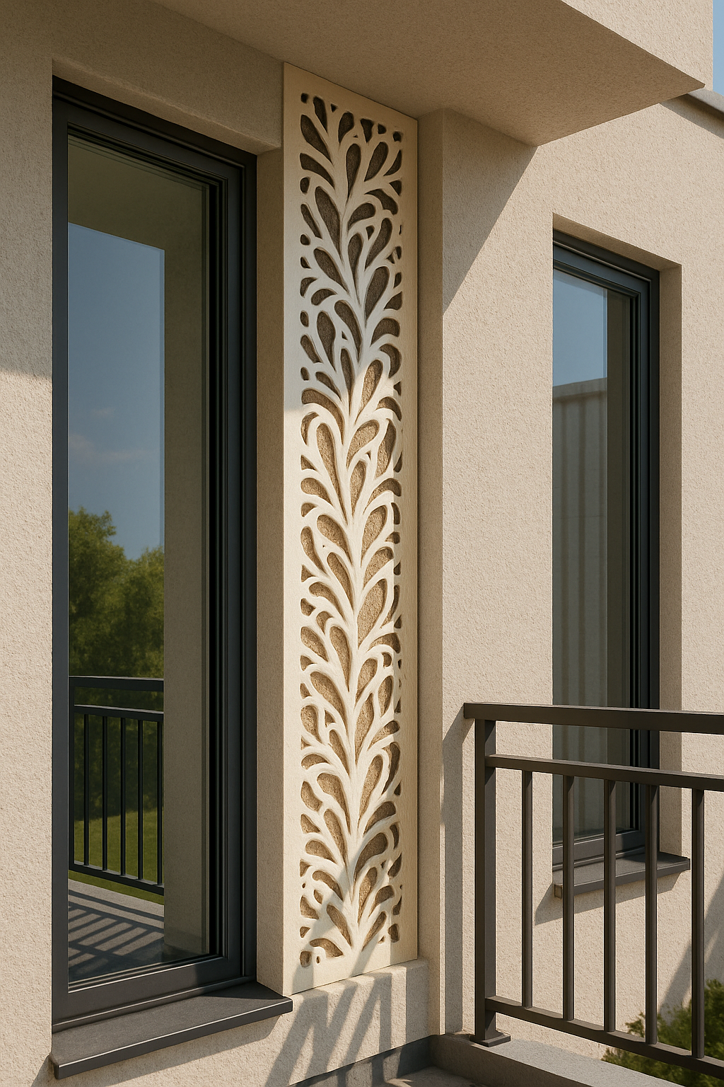 Shielded Elegance – Embellished Privacy Grilles Between Balconies