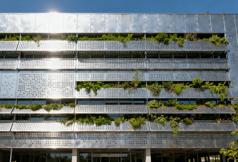 Minimalistic Sunshade & Ventilation Perforated Metal Cladding for Eco‑Conscious Buildings