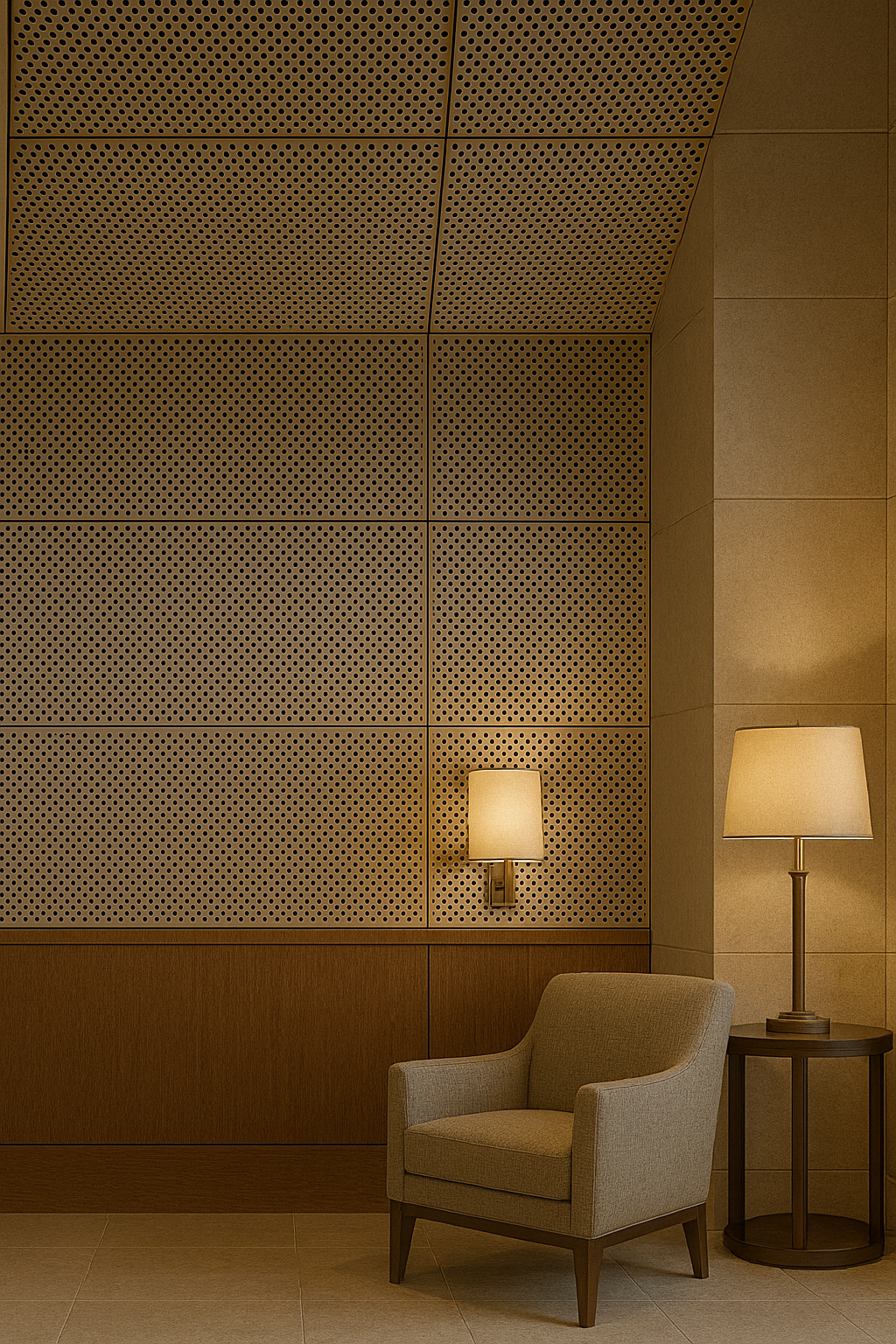 Gold Perforated Acoustic Metal Ceiling Panel for Hotel Reception Area