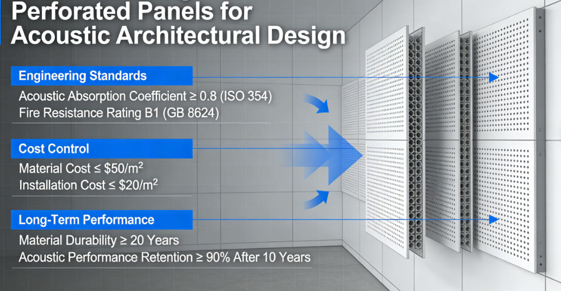 Noise-Reducing Perforated Panels for Acoustic Architectural Design