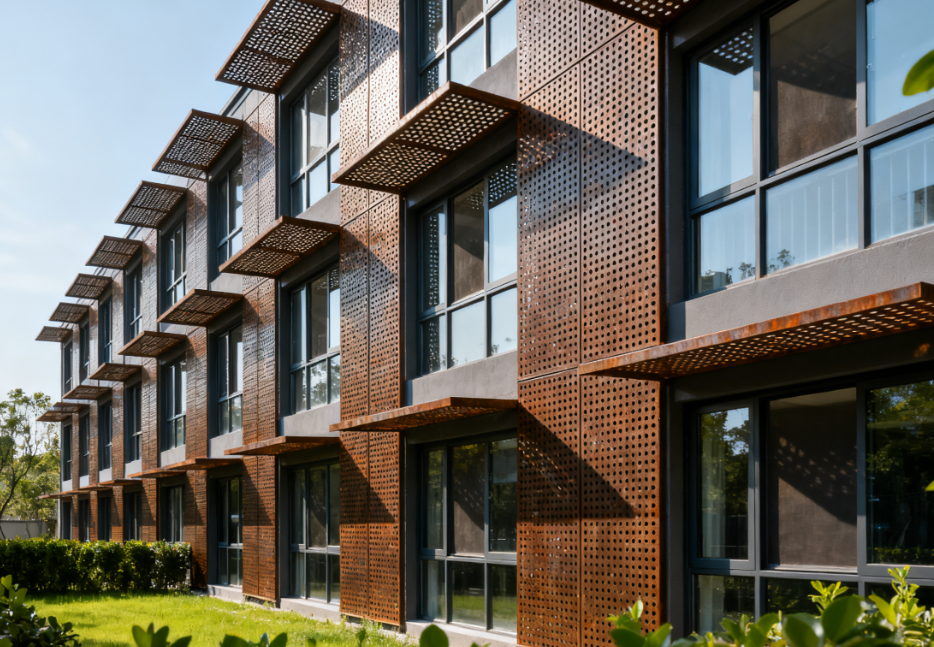 Perforated Sunshade & Ventilation Cladding for Hospital & Healthcare Building Facades