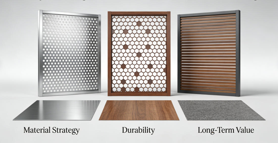 Privacy Screening Panels with Architectural Perforated Design