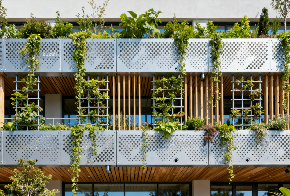 Smart Perforated Sunshade & Ventilation Cladding for Modern Healthcare Building Facades