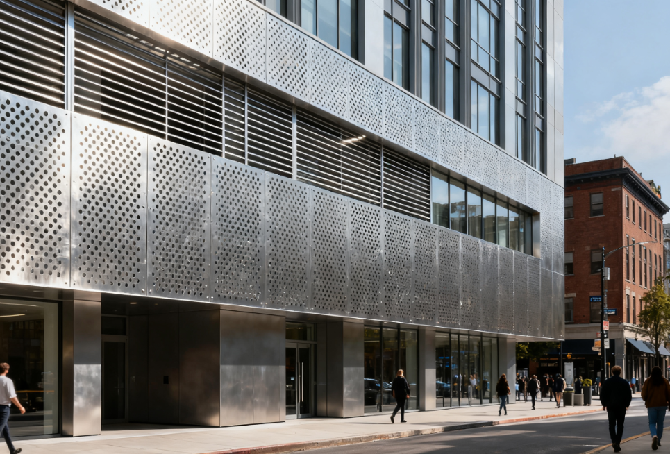 UV-Resistant Sunshade and Ventilation Perforated Metal Cladding for Extreme Climates