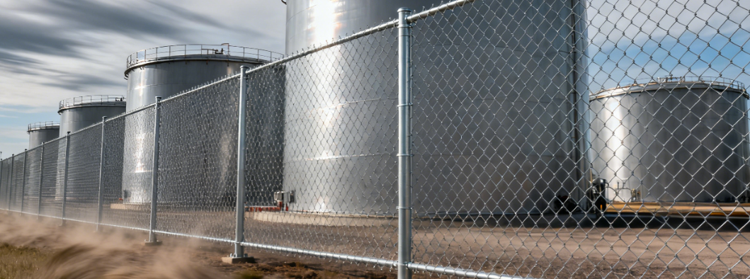 Wind & Impact Resistant Galvanized Mesh for Oil Tank Field Perimeters