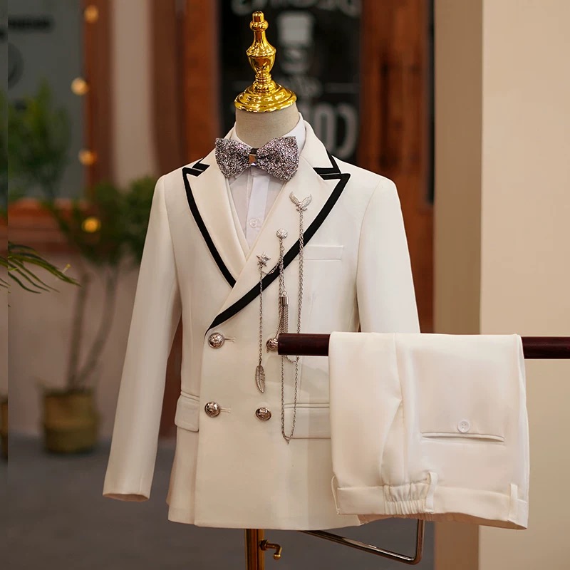 Boys' Beige Formal Suit with Bow Tie