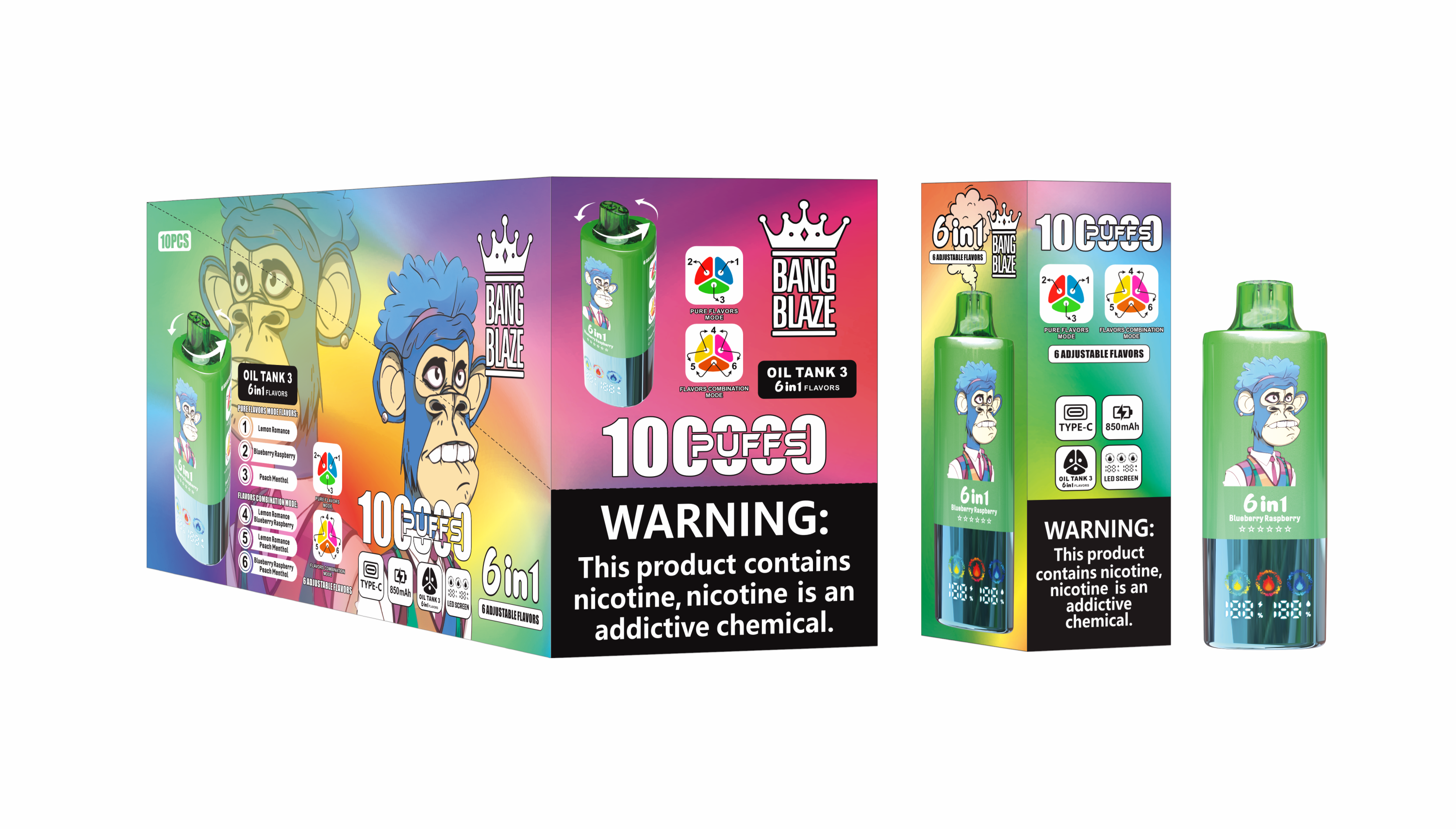 BANG BLAZE 6in1 100000 Puffs Disposable Vape – Adjustable 6 Flavors, 650mAh Rechargeable