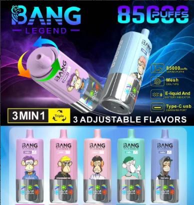 BANG LEGEND 3in1 85000 Puffs Disposable Vape – Triple Flavor Switch | Grape Ice, Strawberry Kiwi, Passion Fruit Guava