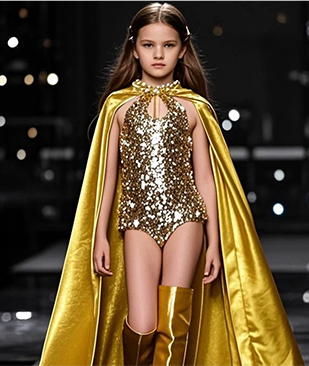 Girls'Gold Sequin Runway Outfit