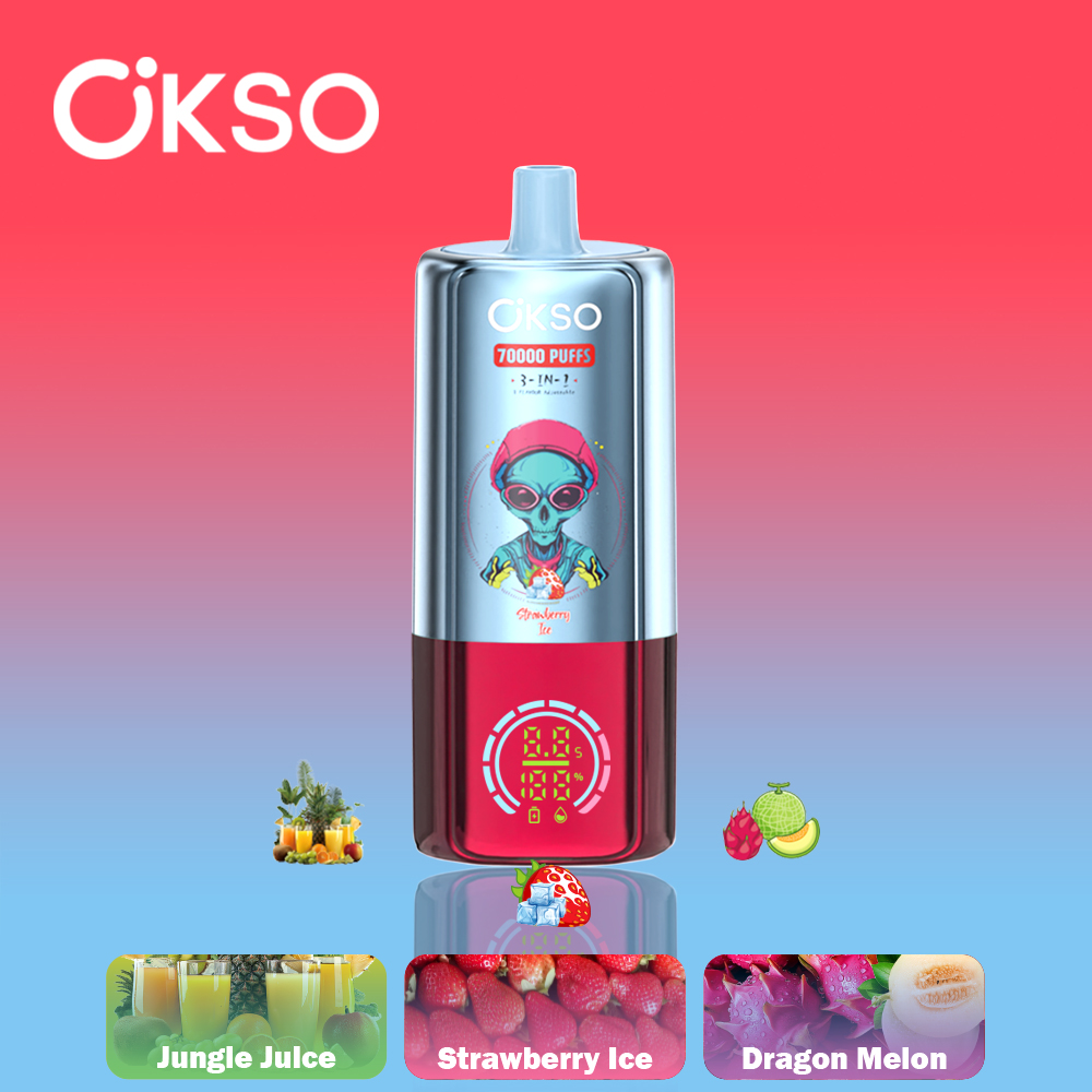 OKSO 3in1 70000 Puffs Disposable Vape – Fresh Mint, Lemon Lime, Watermelon Mojito