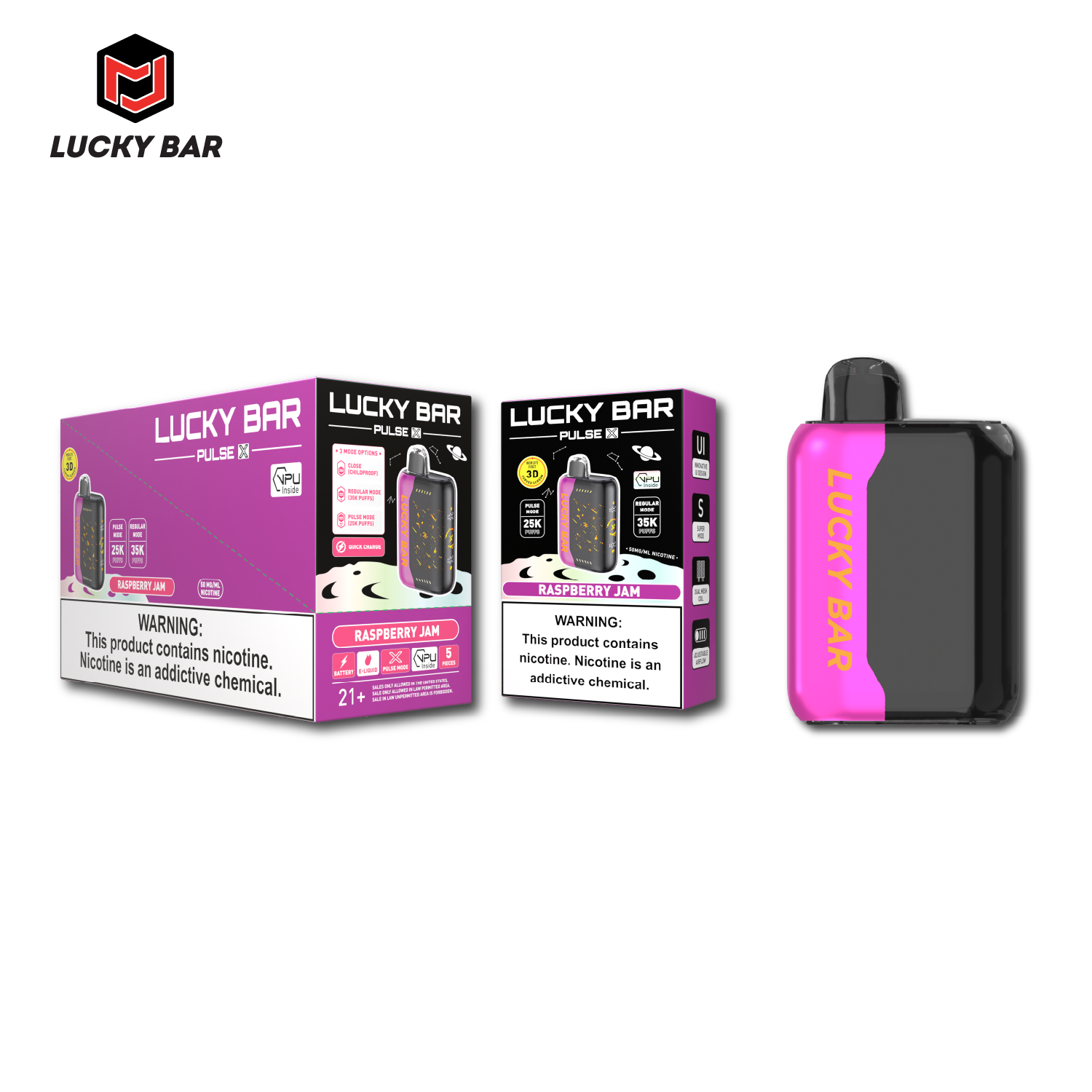 LUCKY BAR PULSE Grape Slush Disposable Vape 28000/38000 Puffs Dual Mode 18ml Big Capacity Fruit Flavor