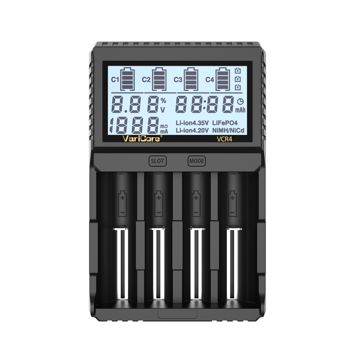 VCR4 Smart Charger For 18650 26650 21700 AA AAA