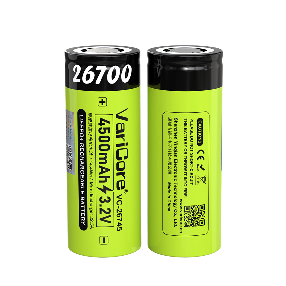 VariCore 26700 4500mAh 3.2V LiFePO4 Battery VC-26745 20A discharge
