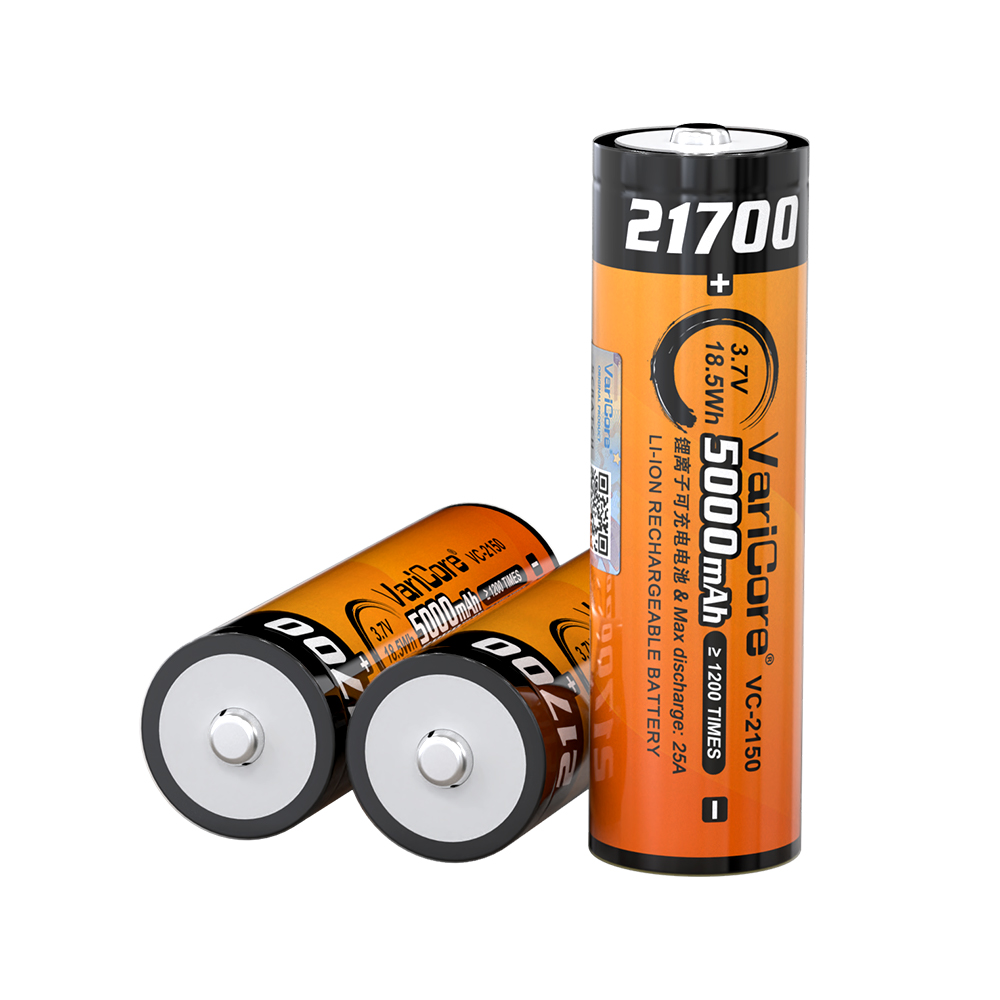 VariCore 21700 5000mAh 3.7V Li-ion Battery VC-2150-tip 25A discharge