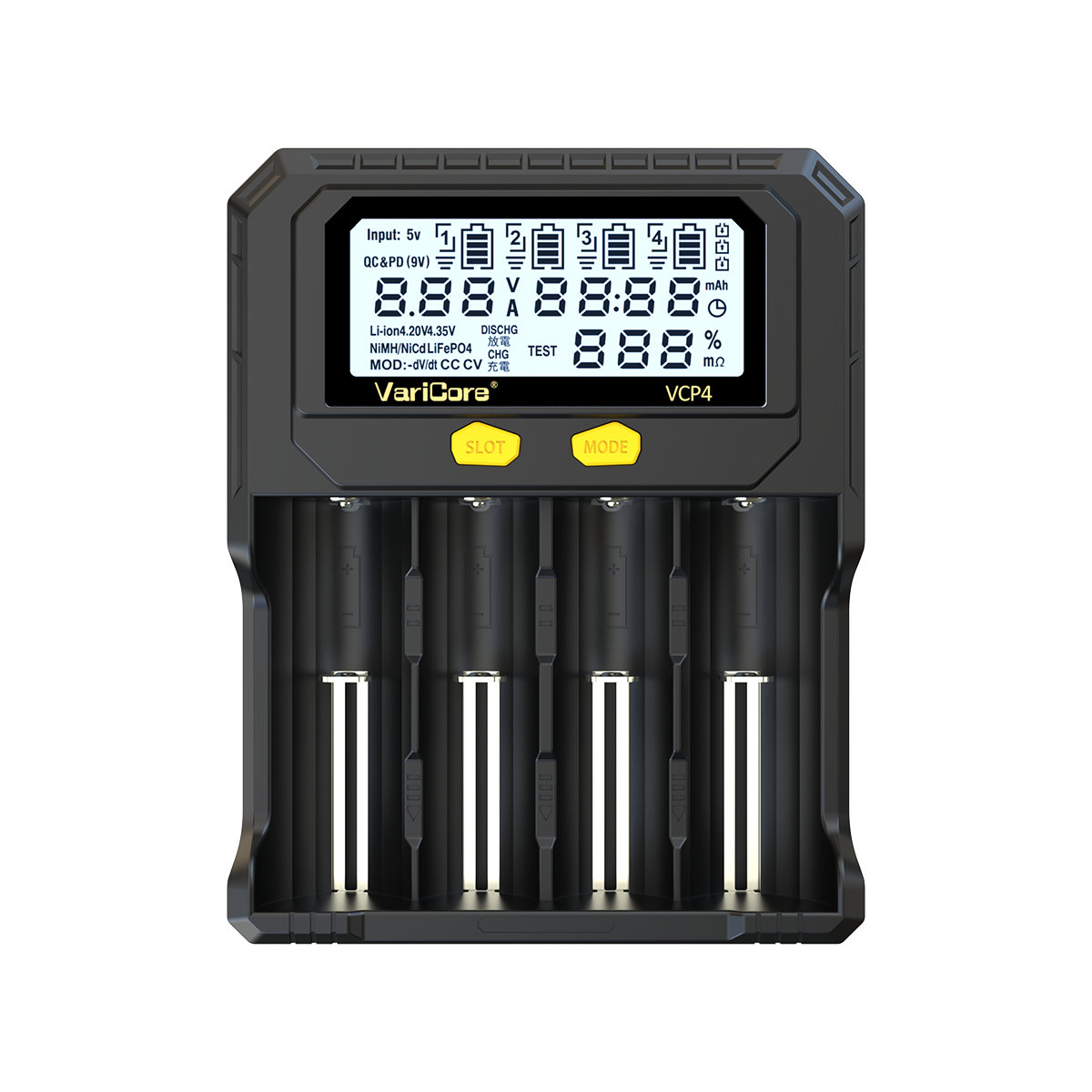 VCP4 Smart Charger For 18650 26650 21700 AA AAA