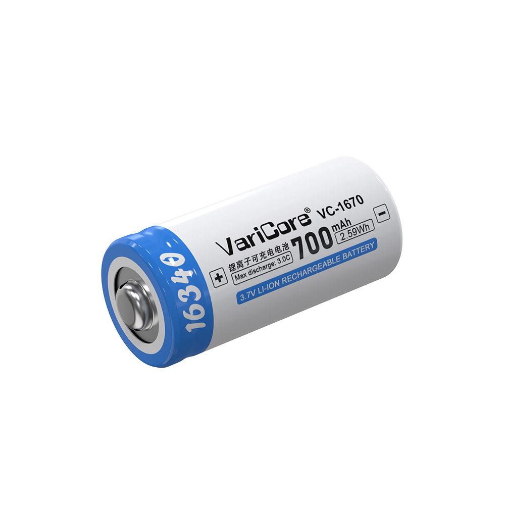 VariCore 16340 700mAh 3.7V Li-ion Battery VC-1670-TIP