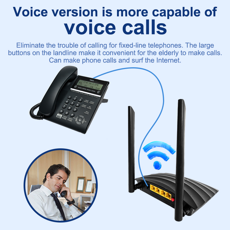 4G VoIP Router With 300Mbps Wi-Fi Speed RJ11 LTE Modem Built-In Battery Firewall QoS VPN-for Home Use