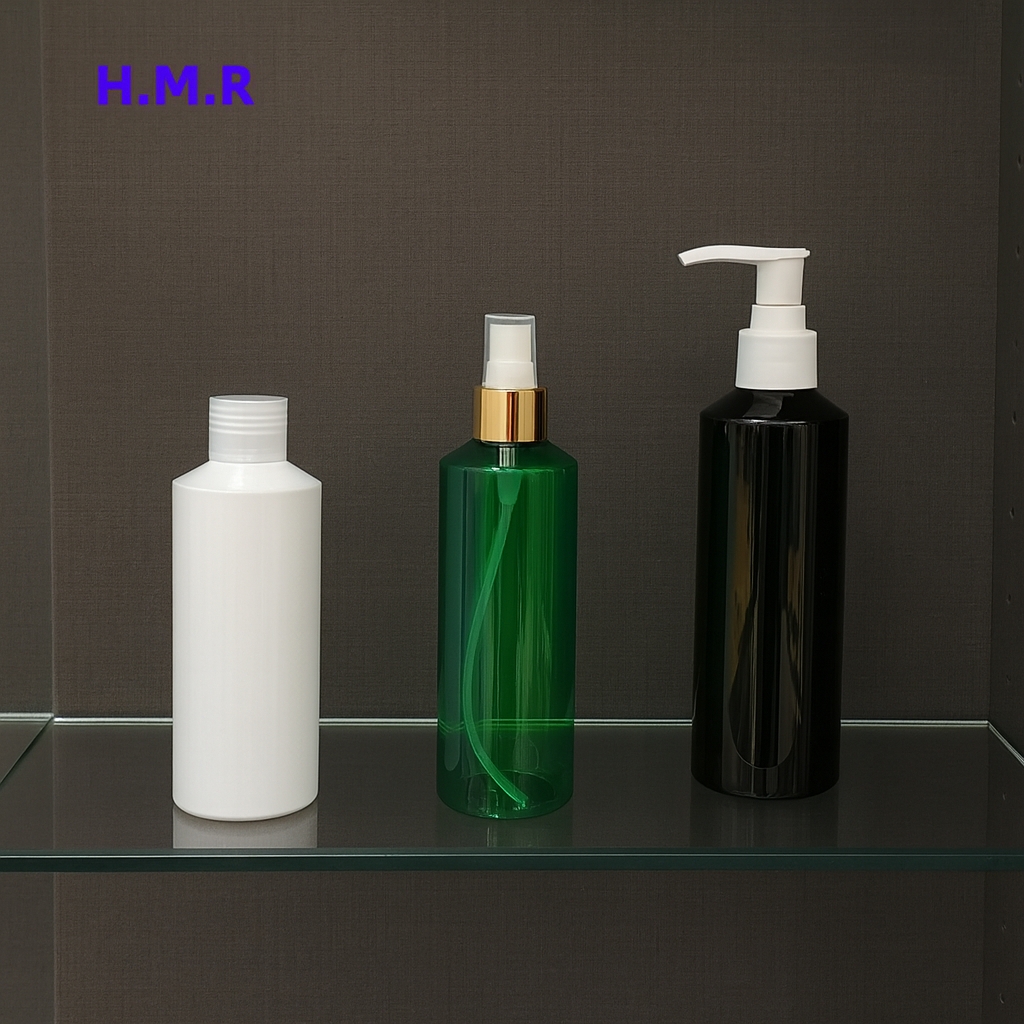 250mlEmpty Refillable Plastic Bottles Set Pack Dispenser Pump, Spray, and Flip Cap Bottles for Cosmetics, Shampoo, Lotion, and Travel Use