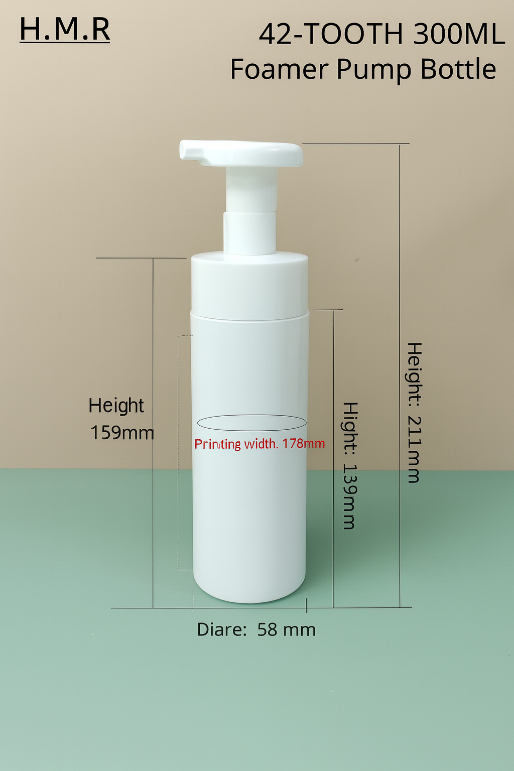 H.M.R Hengmeirui 200ml/300ml Minimalist Foam Pump Bottle – Clear Plastic Refillable Dispenser for Soap or Cleanser