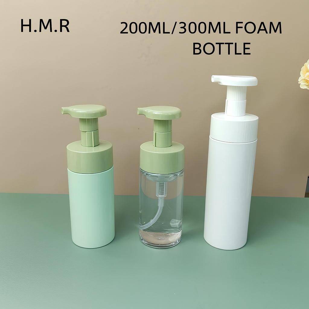 H.M.R Hengmeirui 200ml/300ml Minimalist Foam Pump Bottle – Clear Plastic Refillable Dispenser for Soap or Cleanser