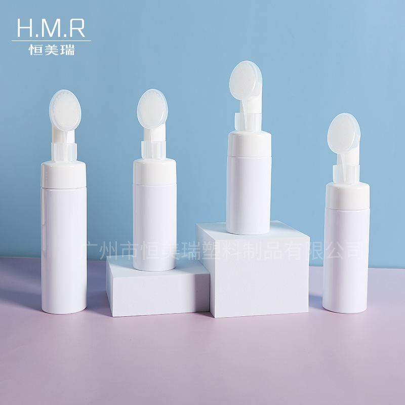 Foam Cleanser Bottle with Brush Head Refillable Press Pump Dispenser 100ml 120ml 150ml 200ml