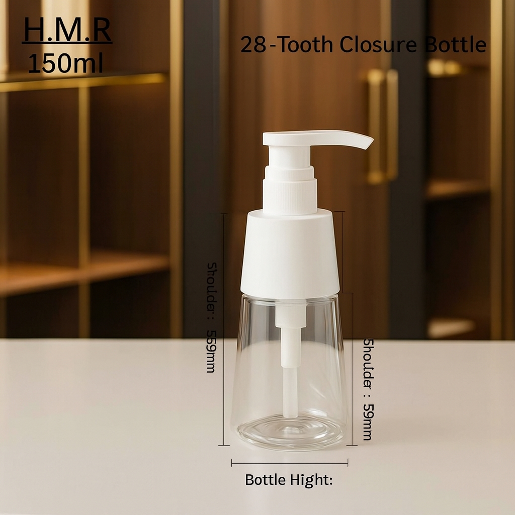 150ml240ml350ml White Conical Lotion Pump Bottle – Refillable Plastic Dispenser for Soap, Shampoo, and Skincare